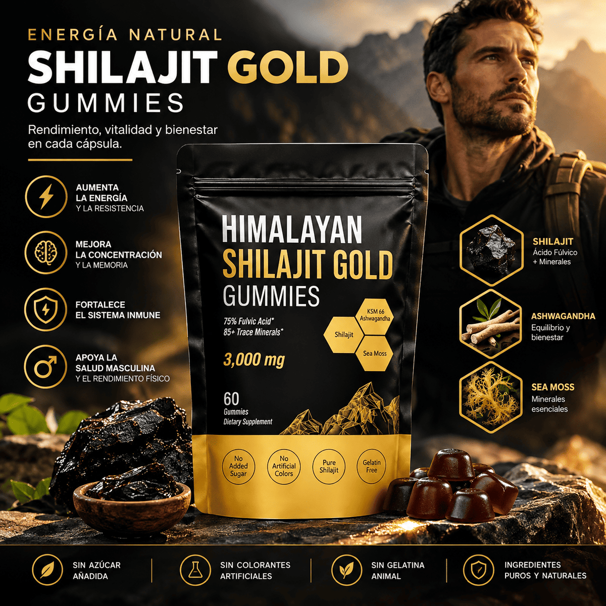 Shilajit Gold Gummies 3000 mg x 60
